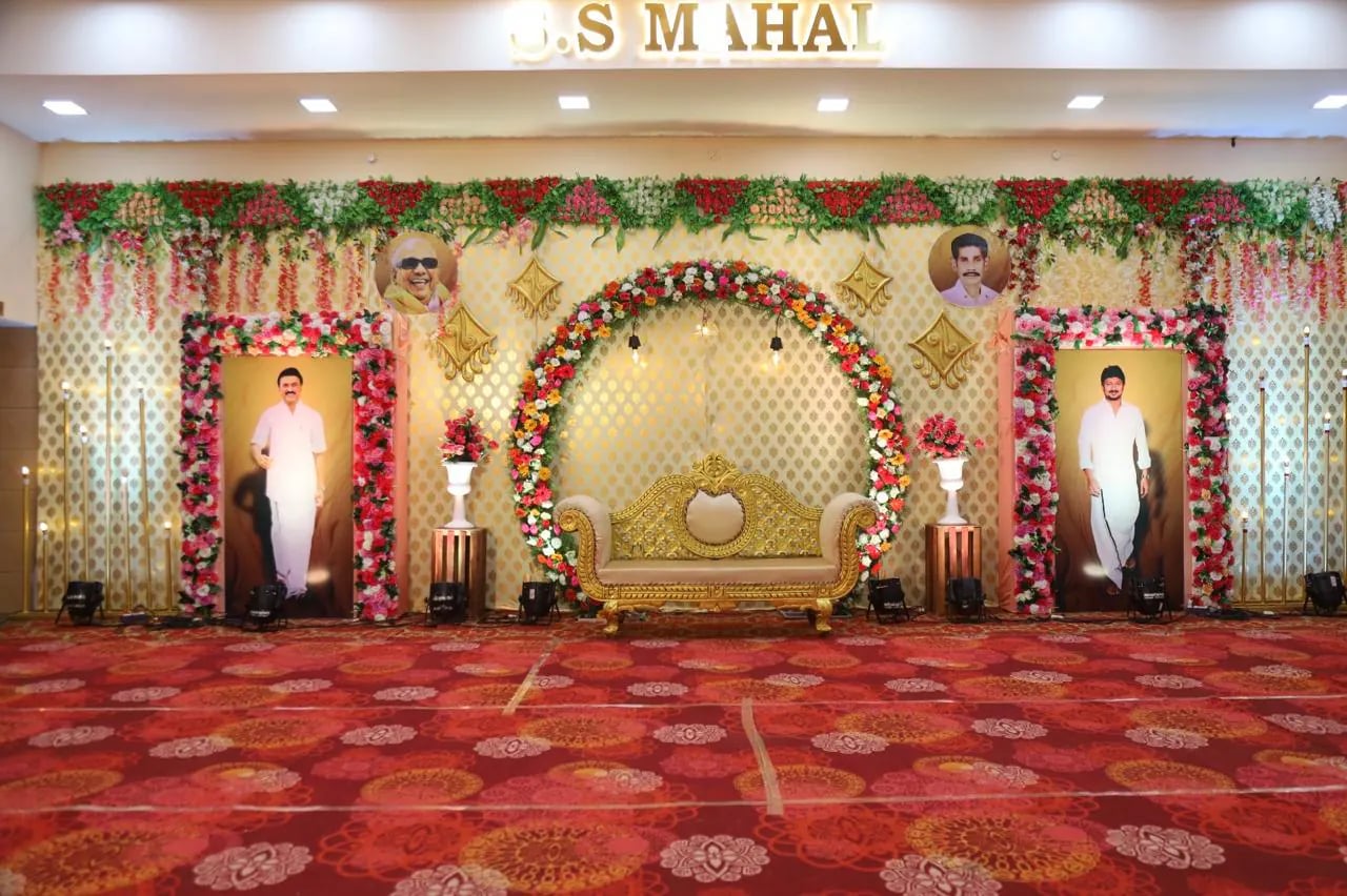 Golden sofa stage at S.S Mahal